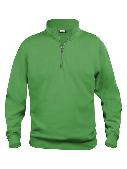 Sweatshirt Halv Zip äpplegrön