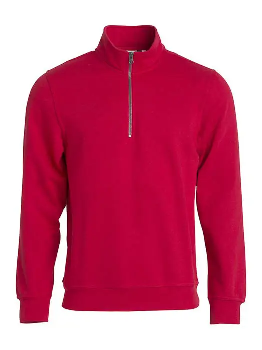 Sweatshirt Halv Zip röd