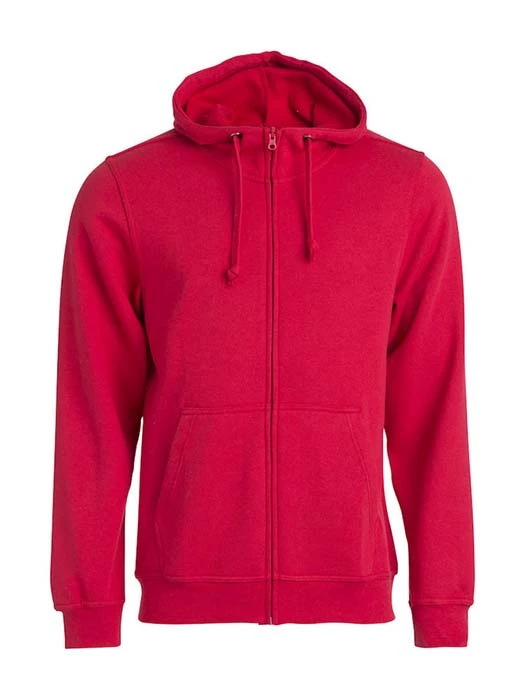 Hoodtröja hel zip röd