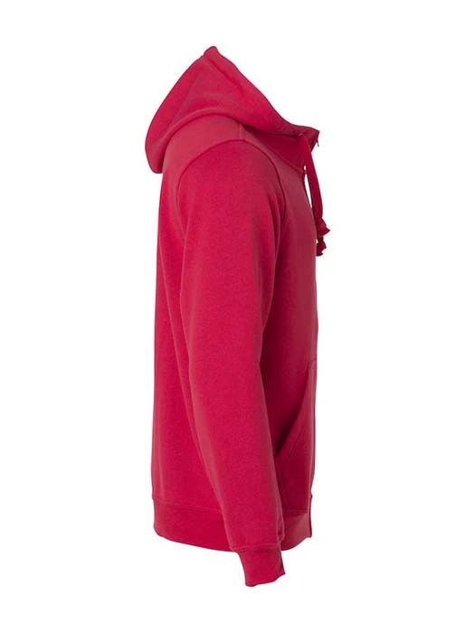 Hoodtröja hel zip röd